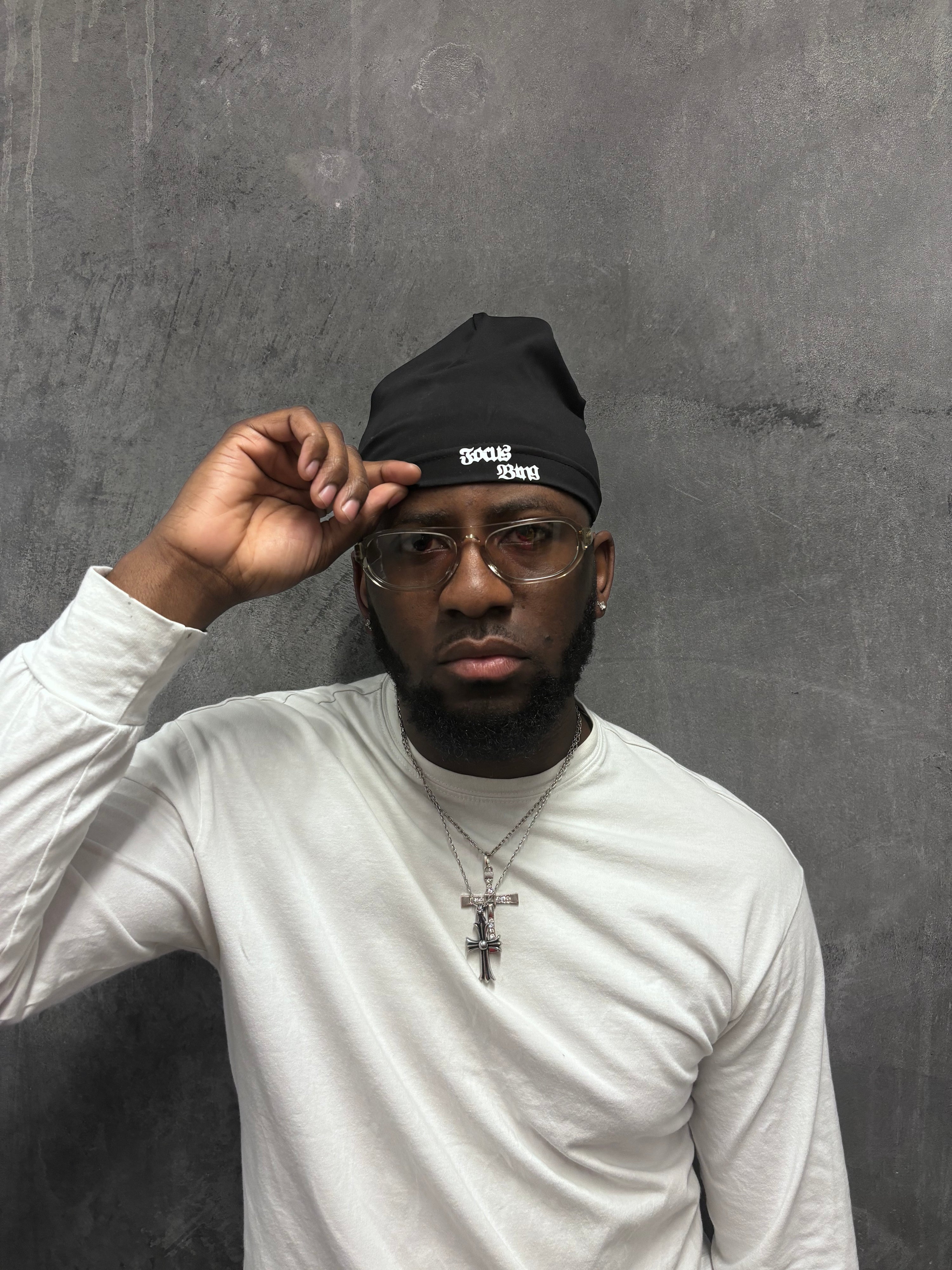“Frontline” Beanie (White & Black)